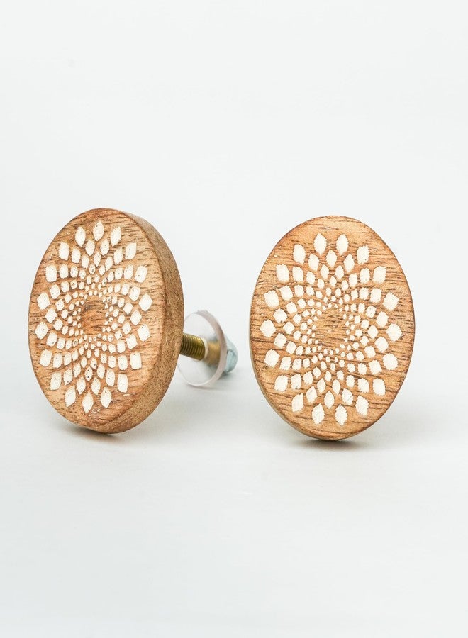 Indian-Shelf 2 Piece Brown White Drawer Knobs Dresser Knobs Decorative Wooden Cabinet Knobs Boho Drawer Pulls Unique Wood Kitchen Handles Modern Door Hardware - Image 1